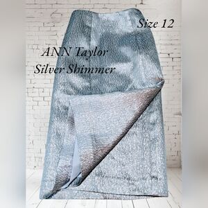 Ann Taylor Silver Shimmering Skirt